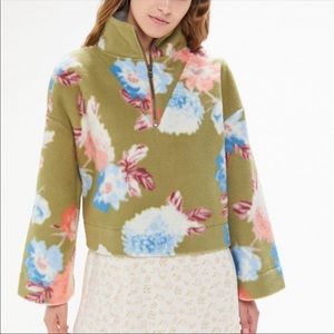 UO Floral Fleece Half Zip Sweater